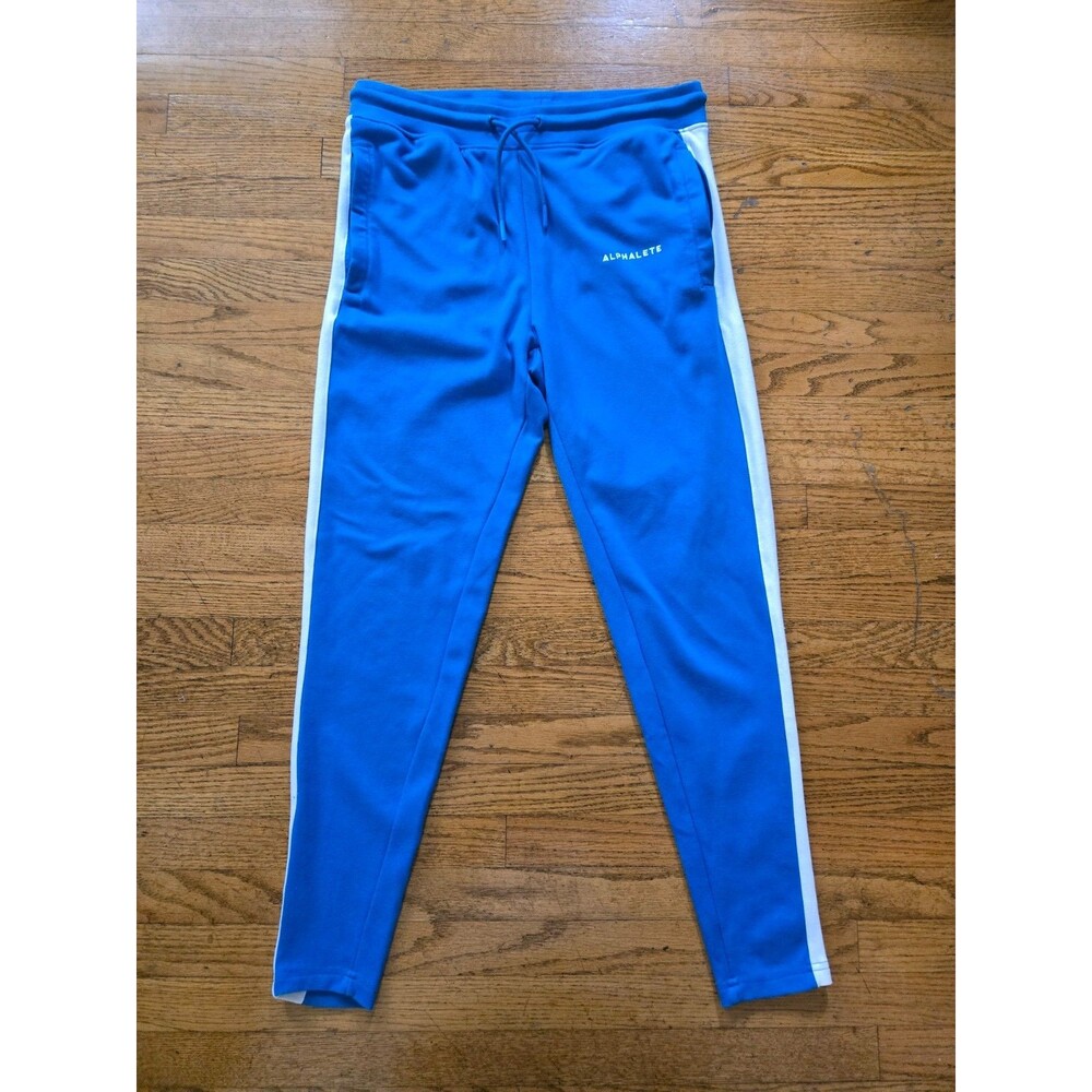 Alphalete Men's Essential Core Jogger Pants Blue W/ White Stripe Size Medium